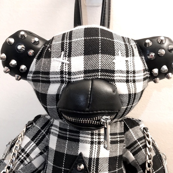 ❤️🔥🆕Dolls Kill / Club Exxx “Plaid Tormented Dead Teddy” Plaid LMT ED Backpack - Picture 7 of 11